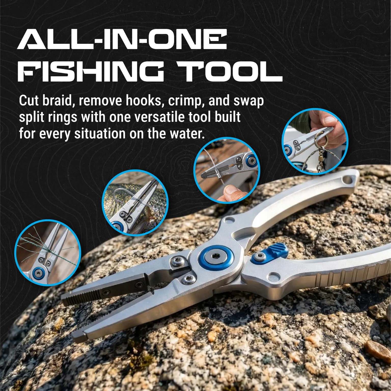 Reaction Tackle Aluminum Fishing Pliers – Split Ring or Straight Nose, Braid Cutter & Hook Remover - NEW